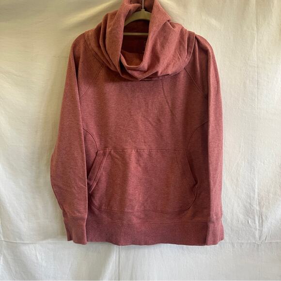 LL Bean Pullover Women Large Heathered Red Cowl Neck Long Sleeve Soft Cozy Comfy - Picture 1 of 7